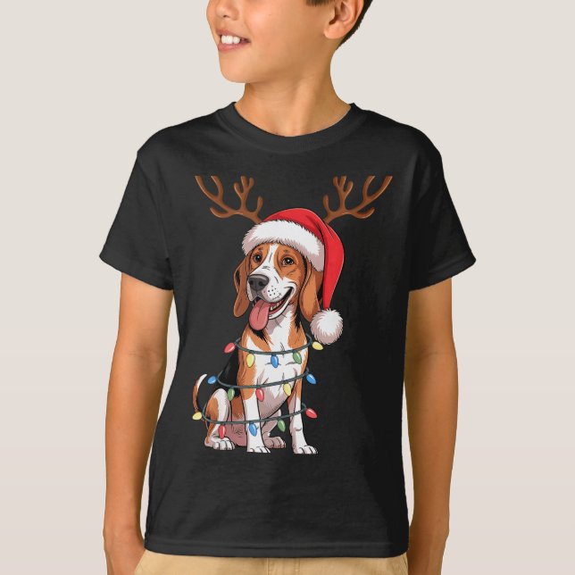 T-shirt Treeing Walker Coonhound Dog Christmas Lights Sant (Devant)