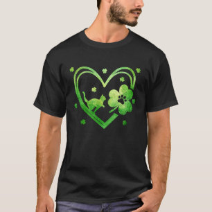 T-shirt Trèfle Chanceux en Forme de Coeur avec Empreinte d