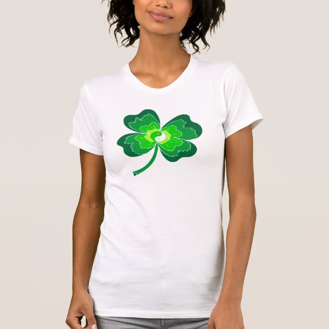 T-shirt Trèfle de feuille de Yin Yang quatre (Devant)