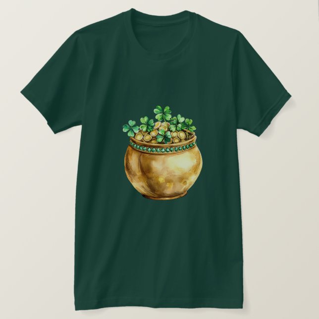 T-shirt Trèfle de Shamrock Pot d'Or Vert (Design devant)