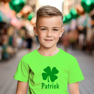 T-shirt Trèfle vert personnalisé pour enfants St Patricks 