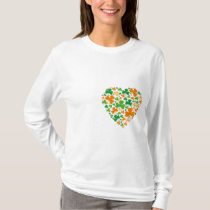 T-shirt Trèfles de coeur - longue douille de dames