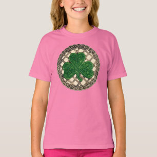 T-shirt treillis shamrock Et Noeuds Celtiques Sur Chemise 