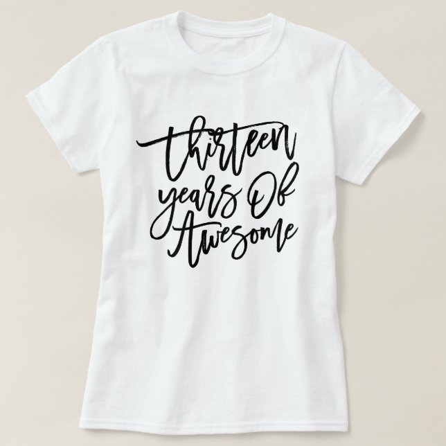 T-shirt Treize ans de manuscrit | noir impressionnant (Design devant)
