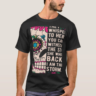 T-shirt Trempé Retour Forte Femme Fierté Crâne de fleurs