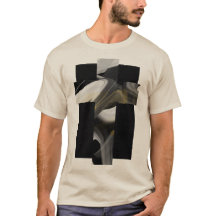 T-shirt Trend Art Abstrait Noir Blanc Or