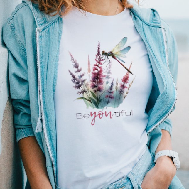 T-shirt Trendy Be You Belle Citation Dragonfly Floral (Trendy Be You Beautiful Quote Dragonfly Floral Tee T-Shirt, Perfect Gift for Her)