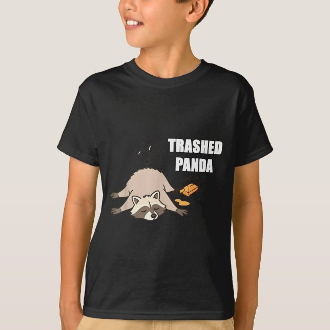 T-shirt Trendy Funny Trashed Panda Drunk Raccoon Lovers Me (Devant)