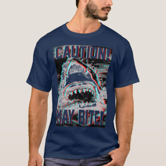 T-shirt Trendy Graphic Shark Attack Attention mai Bite