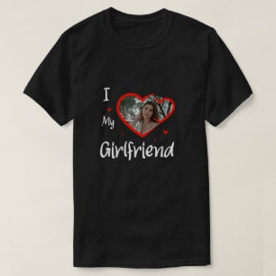 T-shirt Trendy I Love My Girlfriend Heart Photo personnali