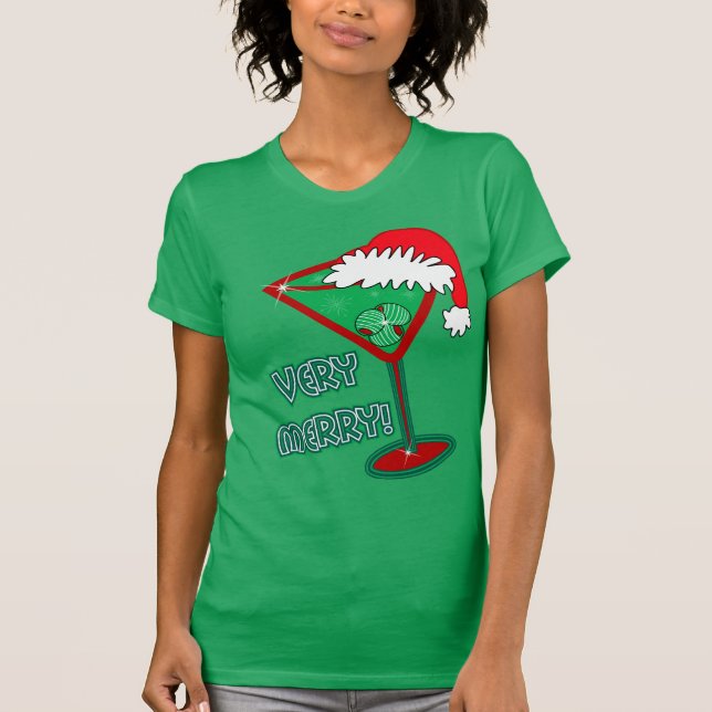 T-shirt Très joyeux ! Chemise de Martini de Noël (Devant)