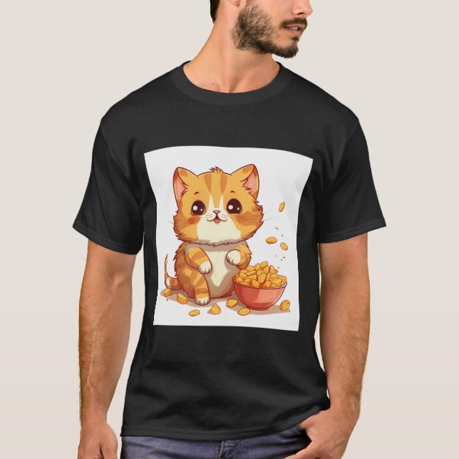 T-shirt Très mignon tatouage tabby orange tot chat dans un (Devant)