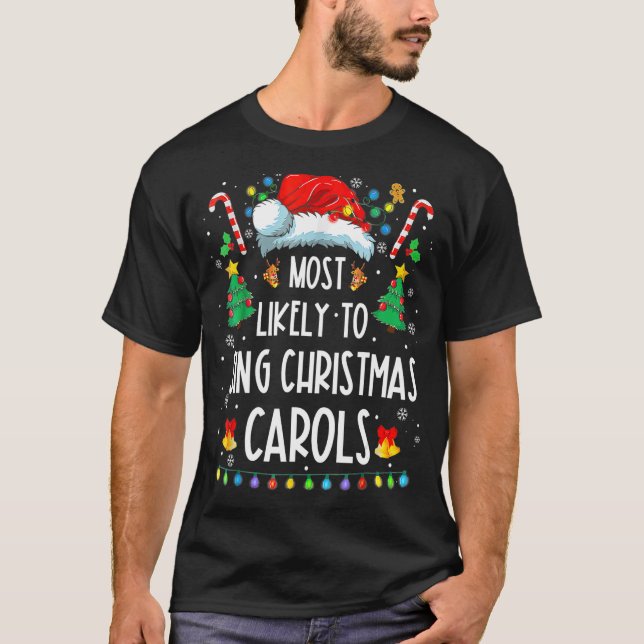 T-shirt Très Probable De Chanter Noël Carols Fils de Noël (Devant)