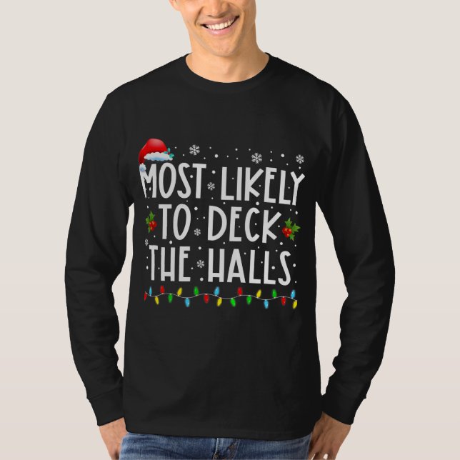 T-shirt Très Probable De Découvrir Les Halls Santa Hat Noë (Devant)