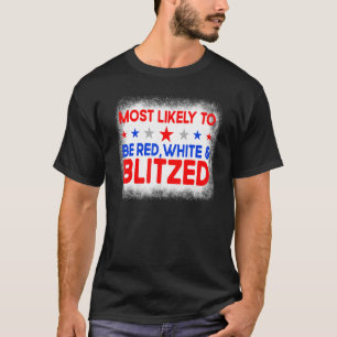 T-shirt Très Probable D'Être Rouge Blanc Et Blitzed Famill