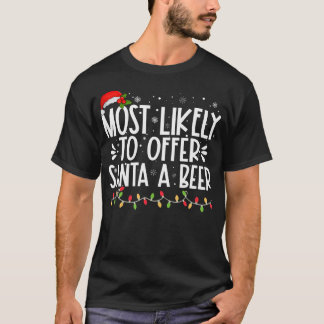 T-shirt Très Probable D'Offrir À Père Noël Une Bière Amusa