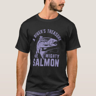 T-shirt Trésor de rivière La pêche au saumon puissant