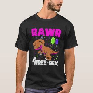 T-shirt Trex Dinosaur 3E Anniversaire Fête Garçons Kid Raw