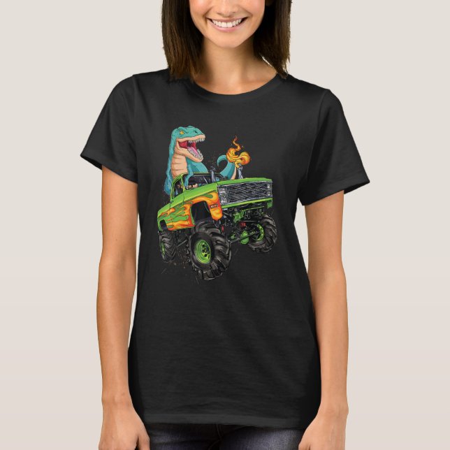 T-shirt Trex Dinosaur Monster Camion Cruser voitures Enfan (Devant)