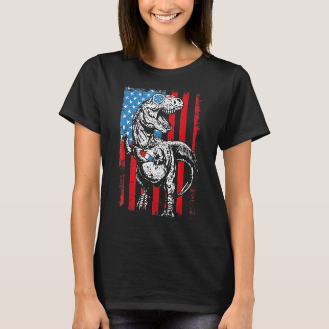 T-shirt Trex Popsicle USA Drapeau drôle 4 juillet Dinosaur (Devant)