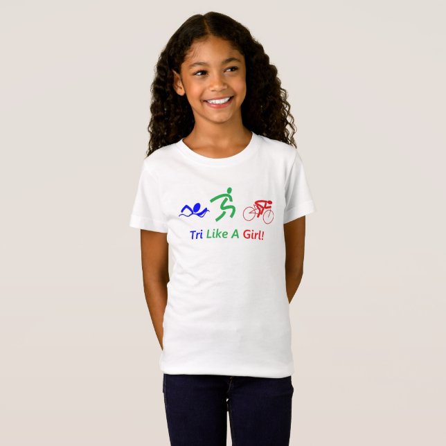 T-Shirt Tri comme une vitesse de triathlon de fille (Devant entier)