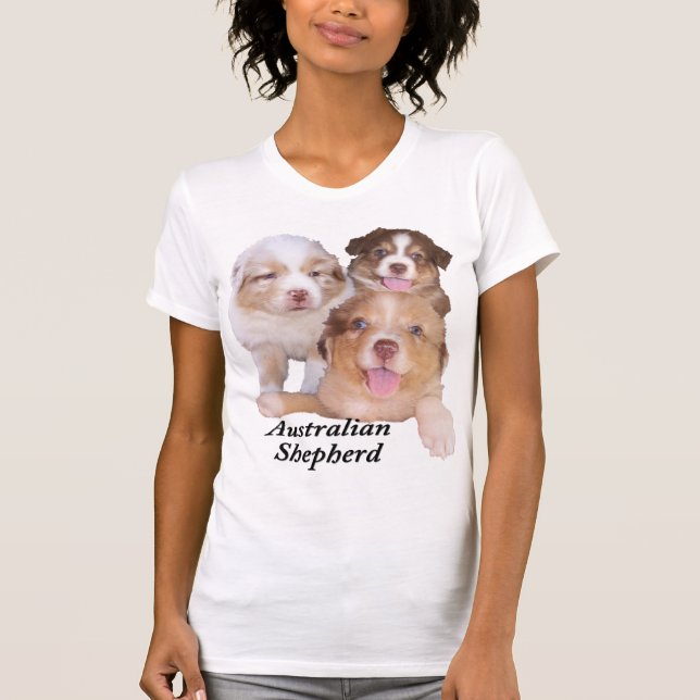 T-shirt Tri et rouges chiots rouges d'Australien de Merle (Devant)