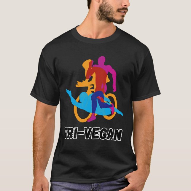T-shirt Tri-Vegan Triathlon végan course à vélo (Devant)