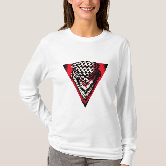 T-shirt Triangle rouge inversé keffiyeh (Devant)