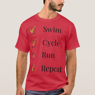 T-shirt Triathlète course de cycle de natation et répéter