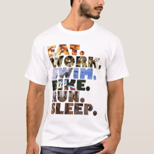 T-shirt Triathlete mangent la vie quotidienne de sommeil