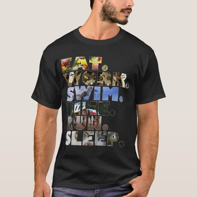 T-shirt Triathlete mangent la vie quotidienne de sommeil (Devant)