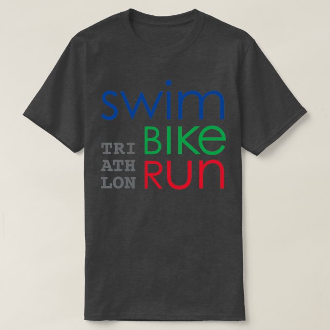 T-shirt Triathlon 1 course de vélo de natation pour surfac (Design devant)