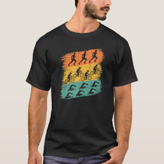 T-shirt Triathlon de natation à vélo de triathlon rétro Tr