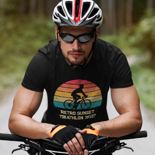 T-shirt Triathlon personnalisé Cyclisme Rétro Coucher de s