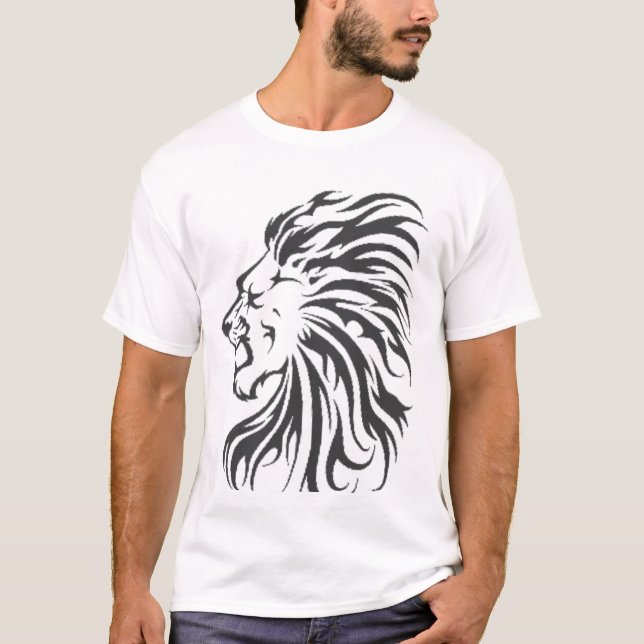 T-shirt tribal de lion-tête (Devant)