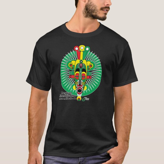 T-shirt tribal de masque de discographie de reggae (Devant)