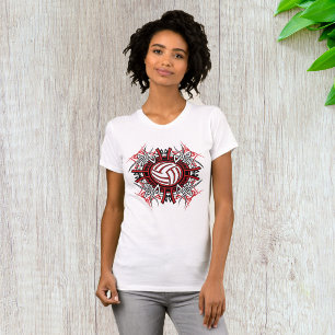 T-shirt Tribal de volleyball Mandala Sports rouges et noir