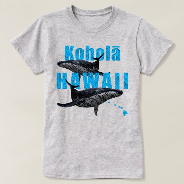 T-SHIRT TRIBAL POLYNÉSIEN D'HAWAII HOUMPBACKS ÎLES HAWAII (Design devant)