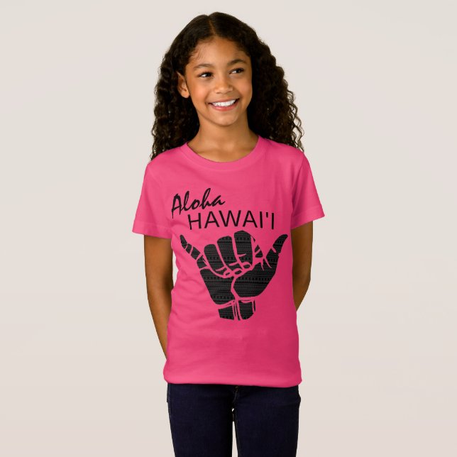 T-Shirt TRIBAL SHAKA (HANG LOOSE) - ALOHA HAWAII Blk (Devant entier)