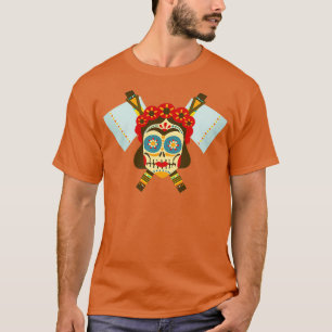 T-shirt Tribal Skull Dual Ax 16