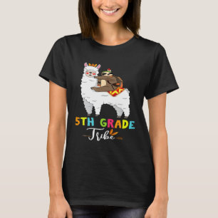 T-shirt Tribe de 5e année Sloth Riding Llama Retour à Scho
