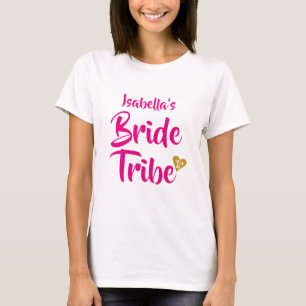 T-shirt Tribu de la mariée Or Date Cœur Personnalisé