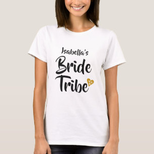 T-shirt Tribu de la Mariée Or Date Cœur Personnalisé