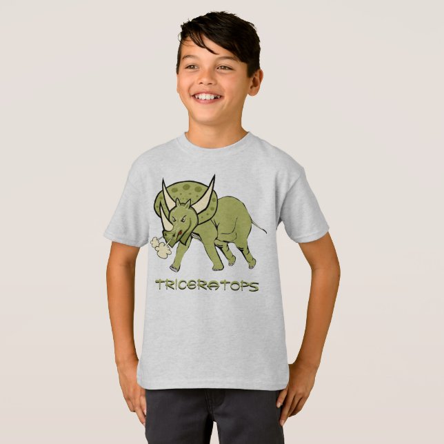 T-shirt Tricératops amusants Dino (Devant entier)