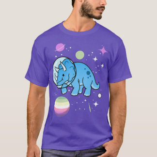 T-shirt Triceratops Astronaut Genderfae Pride 