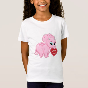 T-Shirt Tricératops Bébé Rose Cute Aime Mon Coeur De Maman
