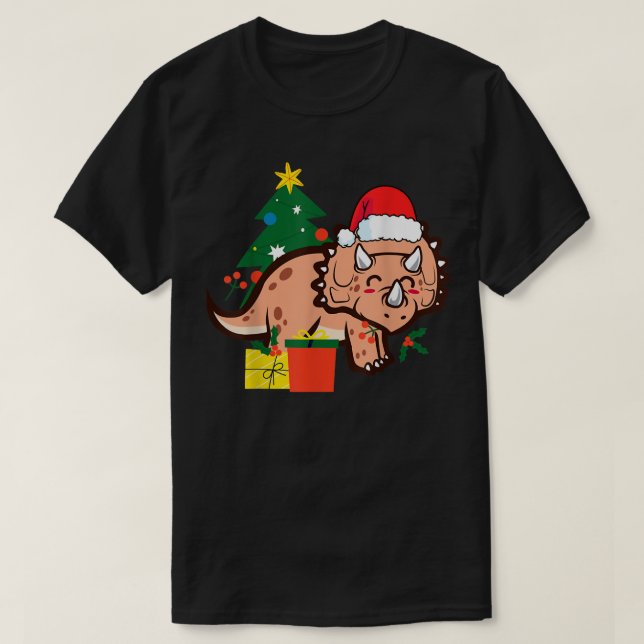 T-shirt Tricératops de Noël Dinosaur Vacances Cute Père No (Design devant)