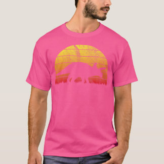 T-shirt Tricératops Dinosaur Retro Coucher de soleil d'été