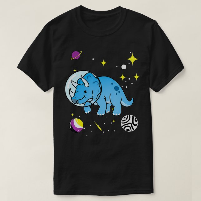 T-shirt Tricératops Non binaires Dans L'Espace Pride Non b (Design devant)