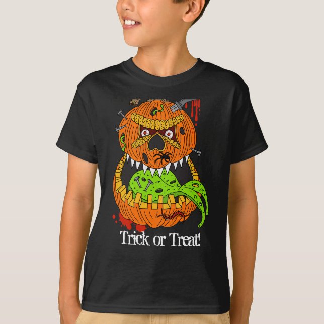 T-shirt Trick effrayant ou traitement des enfants Hallowee (Devant)